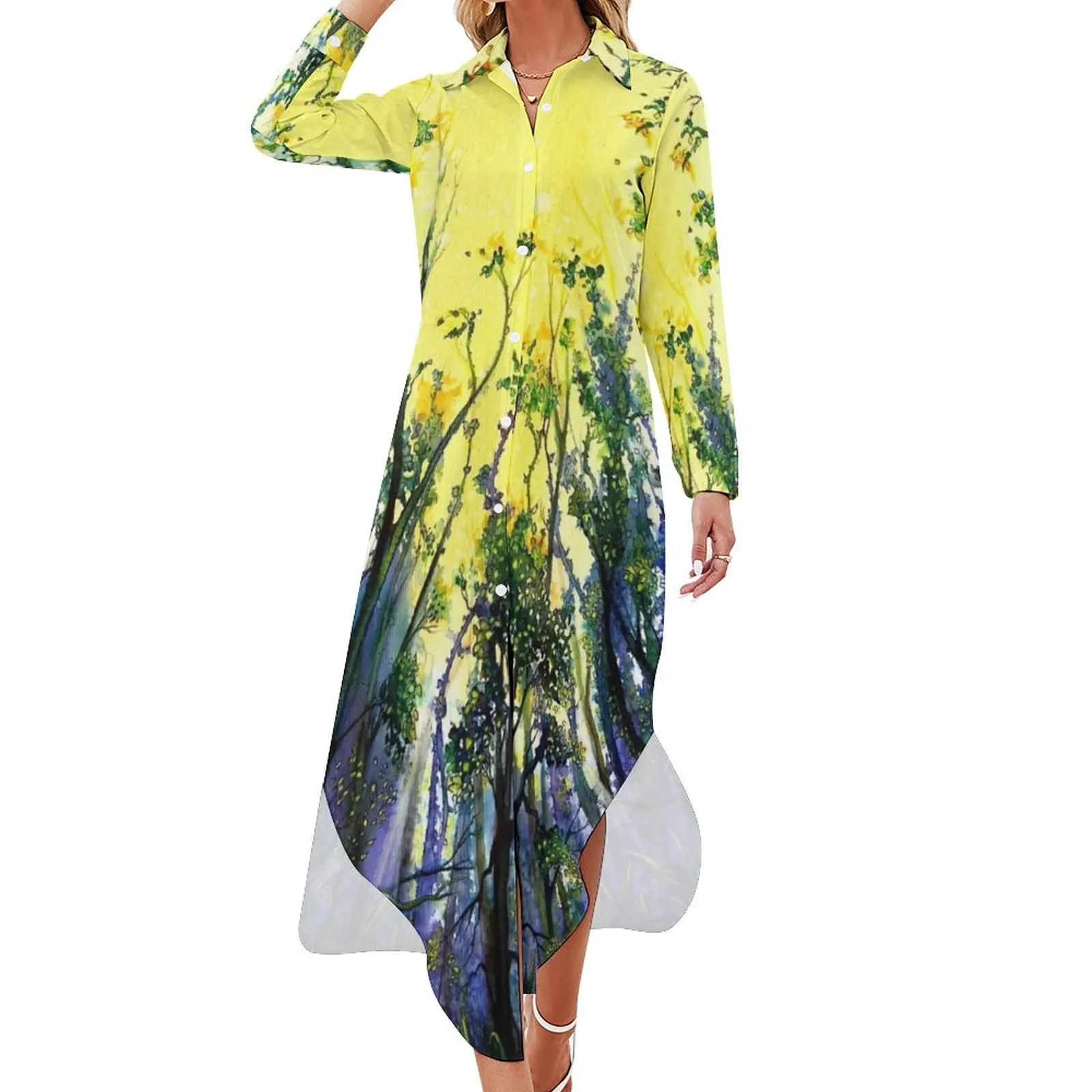 

Forest Light Long Sleeved Shirt Dress Women dresses summer loose women's dress elegant women's dresses sale