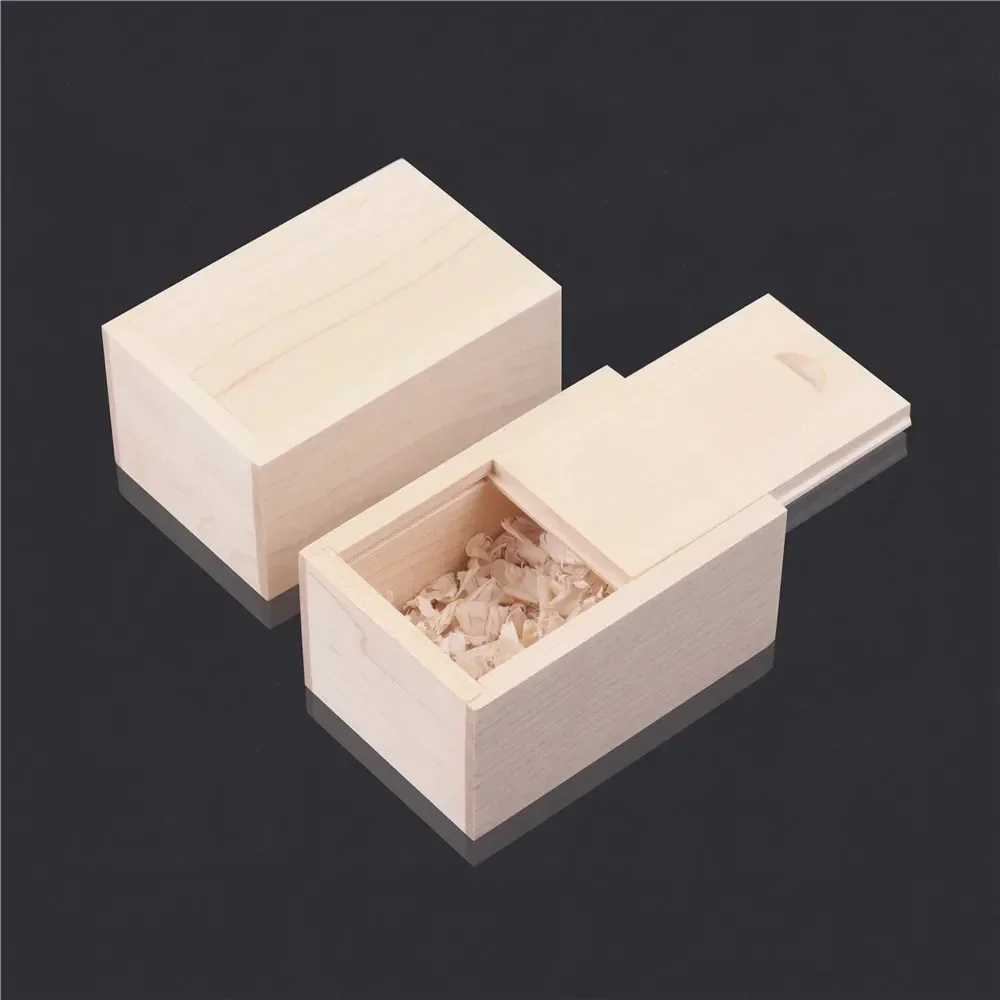 1Pcs Natural Maple Wooden Storage Box with Slide Top Wood Jewelry Organizer Case Container for Home Decoration Crafts Project