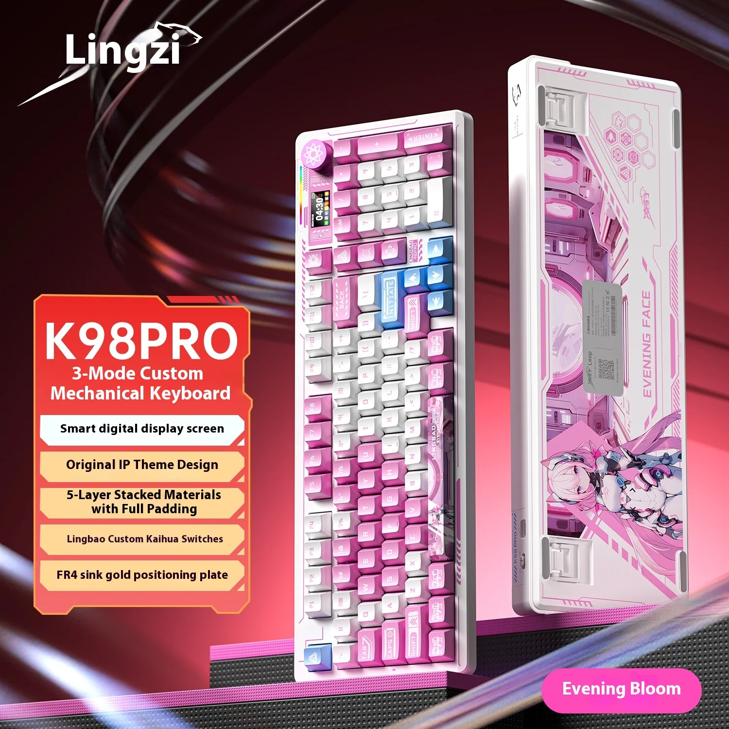 

Lingbao K98 Pro Game Mechanical Keyboard Wireless Bluetooth 3-Mode E-Sports Office Customized Dedicated Keyboard Accessories