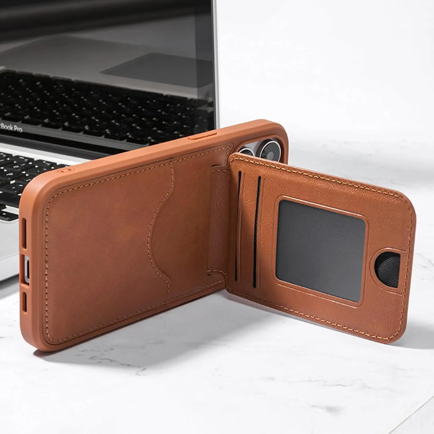 Business Luxury Strong Magnetic Cards Solt Phone Case for iPhone 17 Pro Max 16 Plus 15 14 13 12 Shockproof Slim Fit Stand Cover view 6