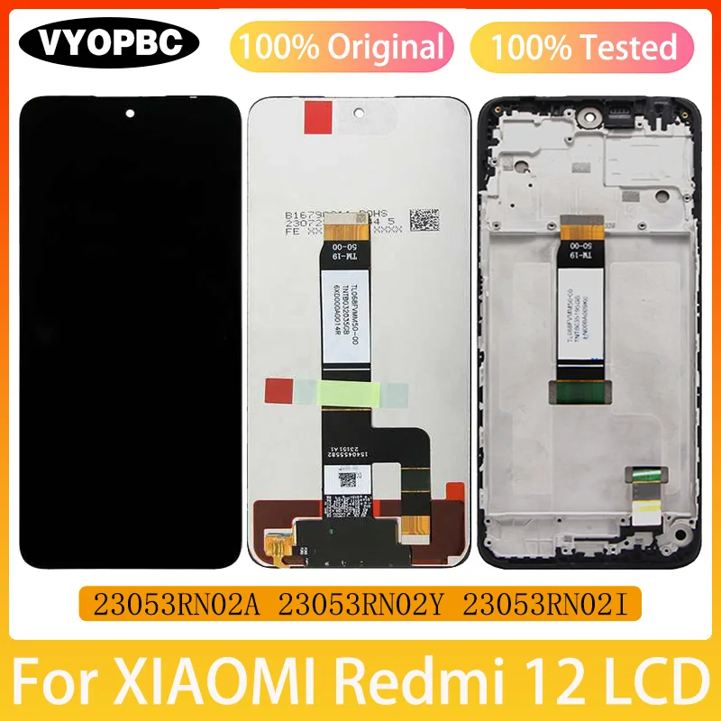 Original LCD Display With Frame For XIAOMI Redmi 12 Panel Digitizer Assembly Repair Replacement Parts 23053RN02A Touch Screen