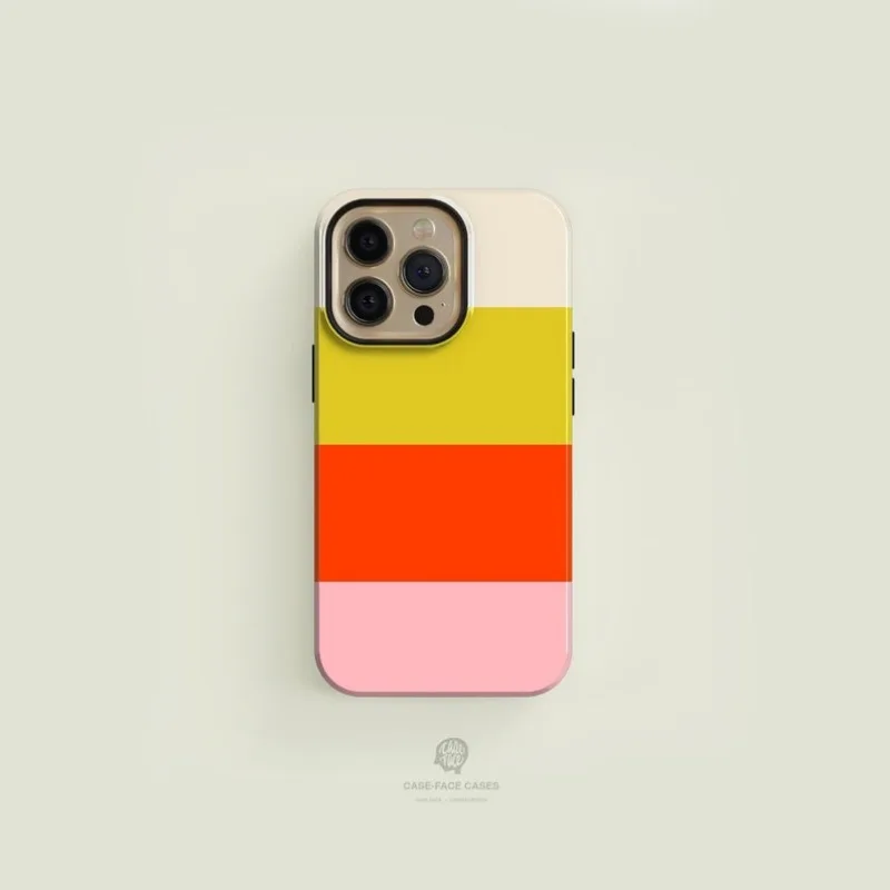 Striped , Yellow, Orange Pink  Case For IPHONE 16ProMax 15 14 13 12 11 PRO Plus Acrylic TPU Two in one Magnetic Phone Cases