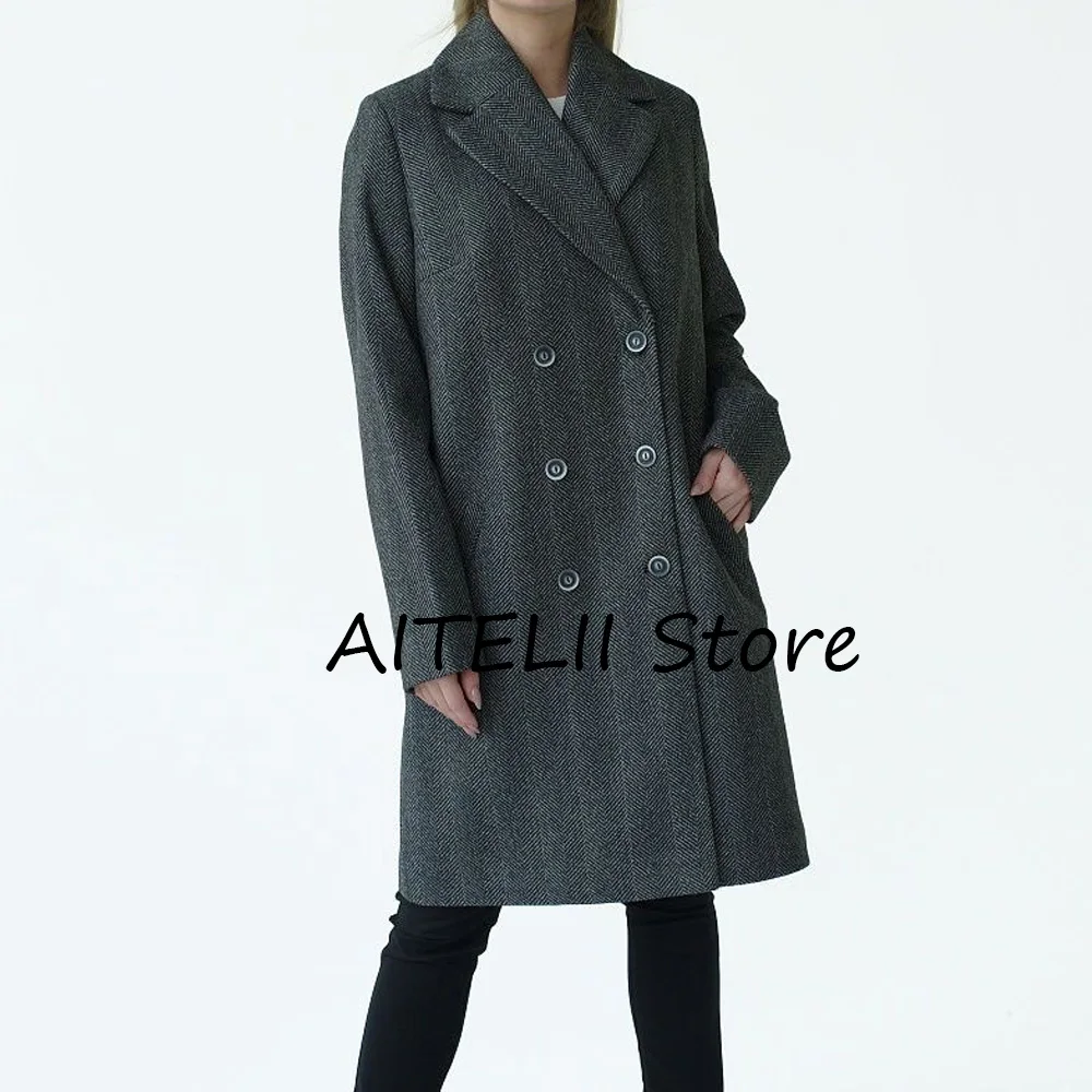 

Женское пальто с узором «елочка», женские пальто для женщин, роскошные шерстяные новые пальто и куртки, пальто высокого качества, женская зимняя верхняя одежда