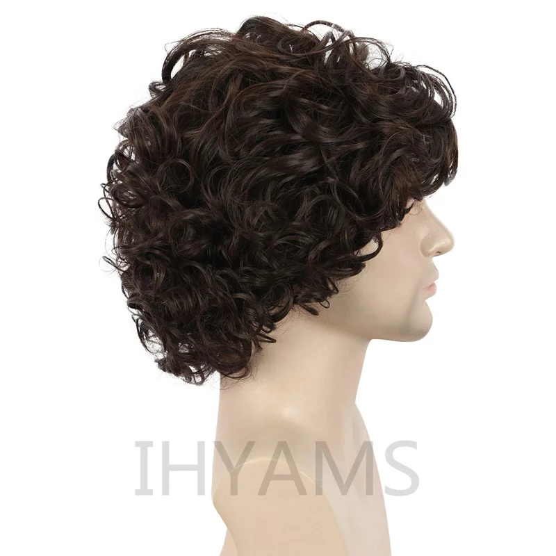 New Moive Dune Paul Atreides Cosplay Wig Men Dark Brown Short Curly Wig Heat Resistant Hair Role Play Wigs + Free Wig Cap