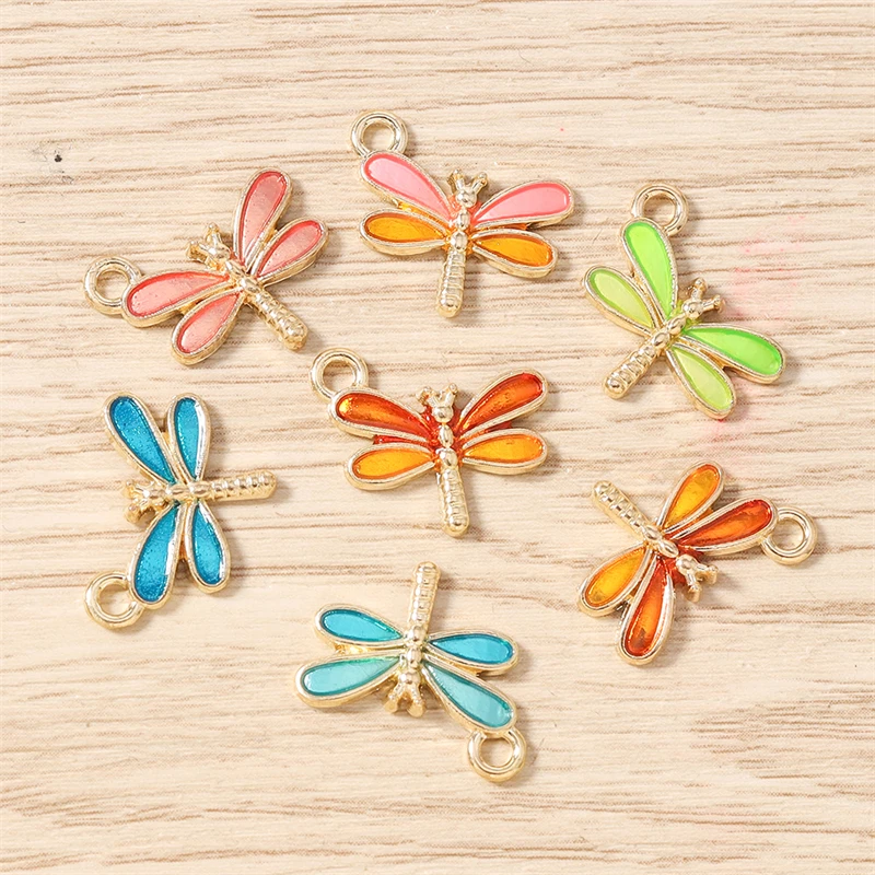 10 Stück 15 x 12 mm niedliche Emaille-Anhänger mit fliegender Libelle für die Herstellung von Halsketten, Ohrringen, Armbändern, DIY-Handwerk, Schmuckzubehör – Detail 4