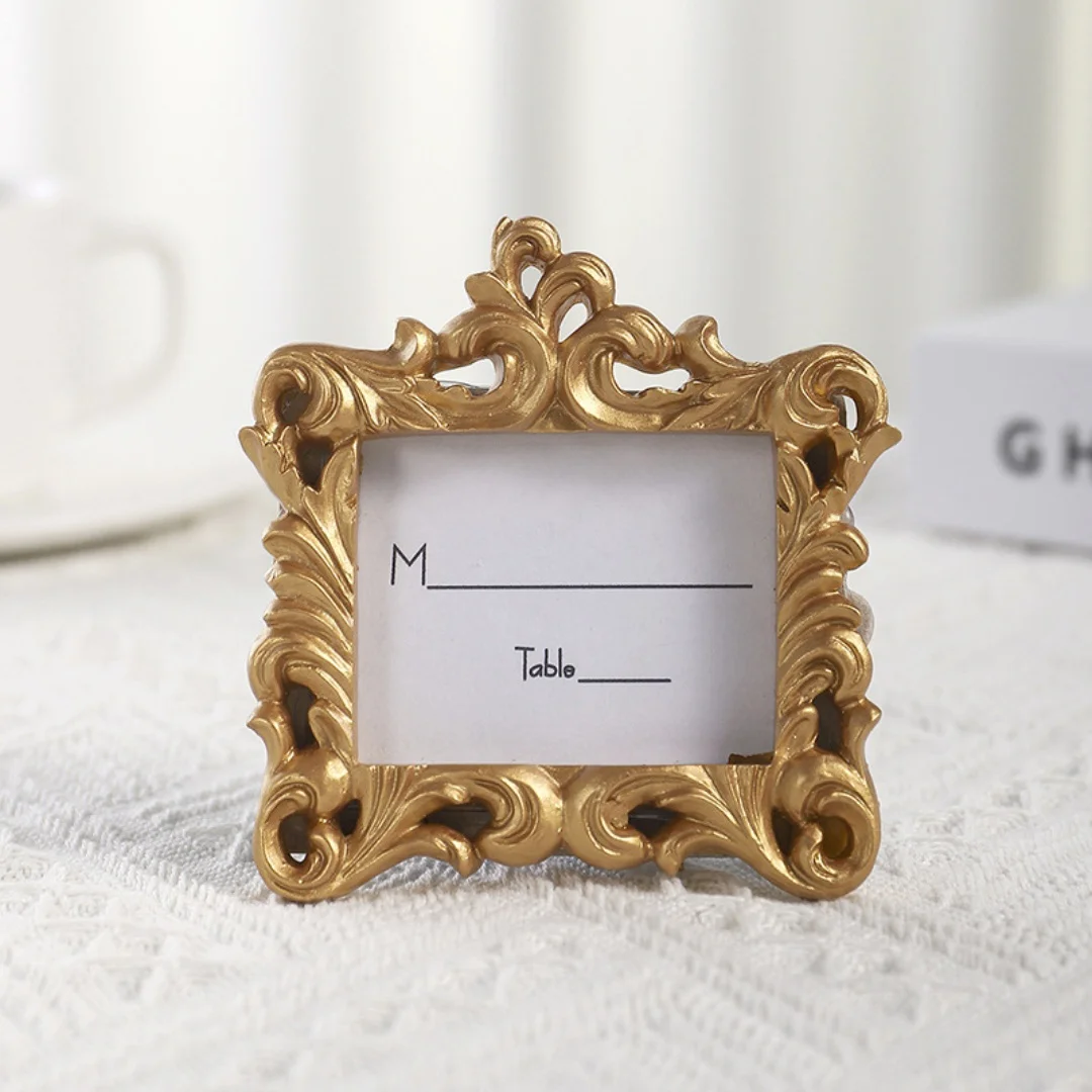 

Free shipping 20pcs/lot Vintage Royal Baroque Resin Glitters Photo Frame Baby Place card Holder Tabletop Decor