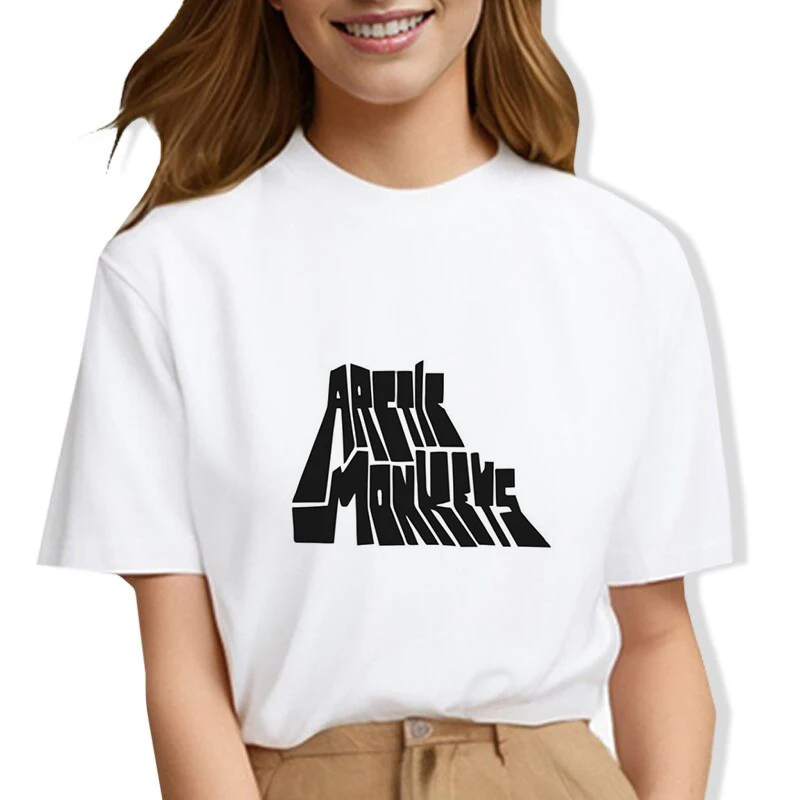 Crew Neck Arctic Monkeys Print women's Fashionable T shirt Summer Short Sleeve top