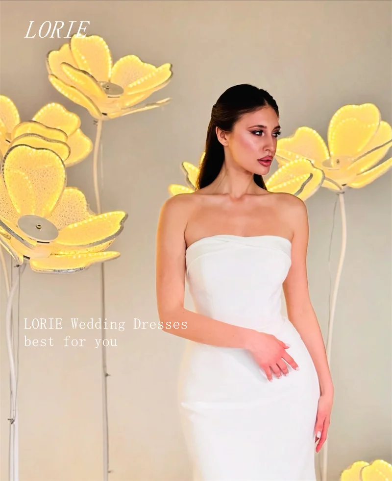 LORIE فستان زفاف كلاسيكي حورية البحر بدون أكمام فساتين زفاف بسيطة بدون حمالات فستان زفاف مخصص 2026