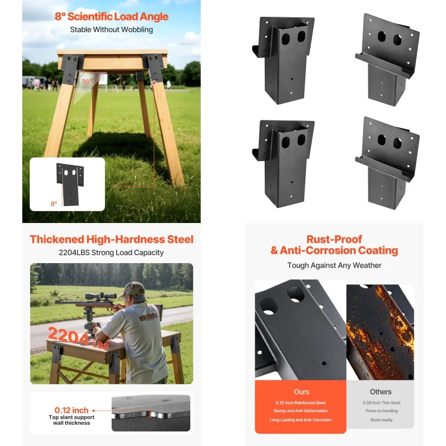 

Compound Angle Platform Brackets Fit 3.5x3.5 In 88.9x88.9 mm Lumber 4 Pcs