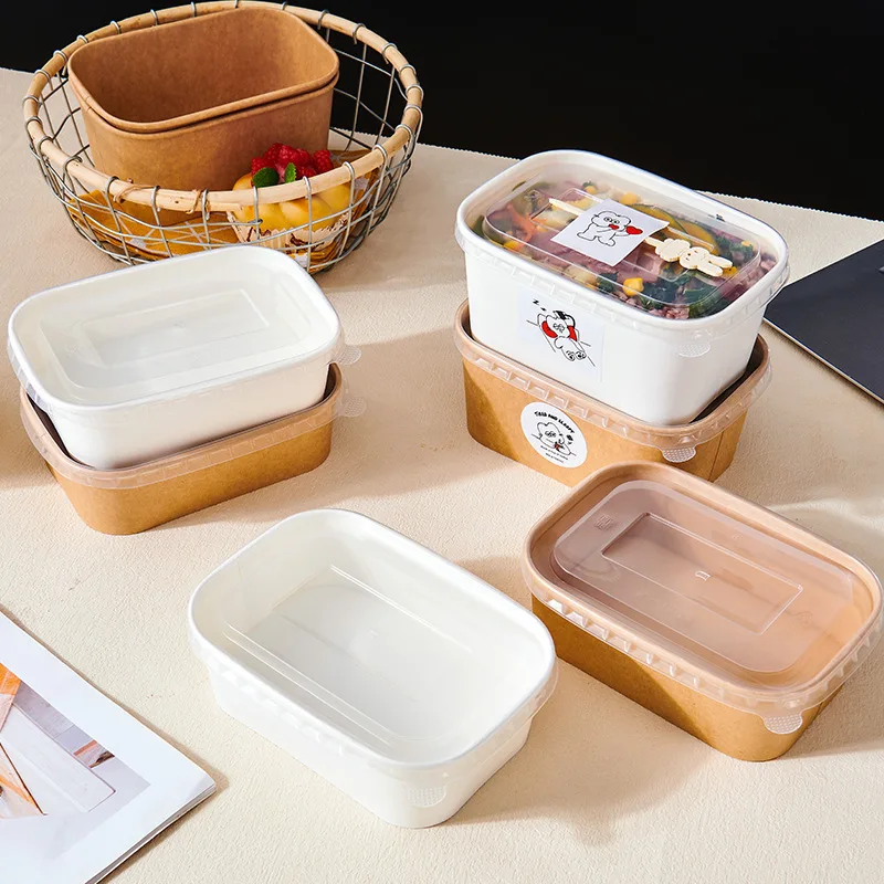 Custom Kraft Paper Camping Picnic Box Fruit Disposable Lunch Box Bento Sushi Paper Box Outdoor Spring Outing Packin