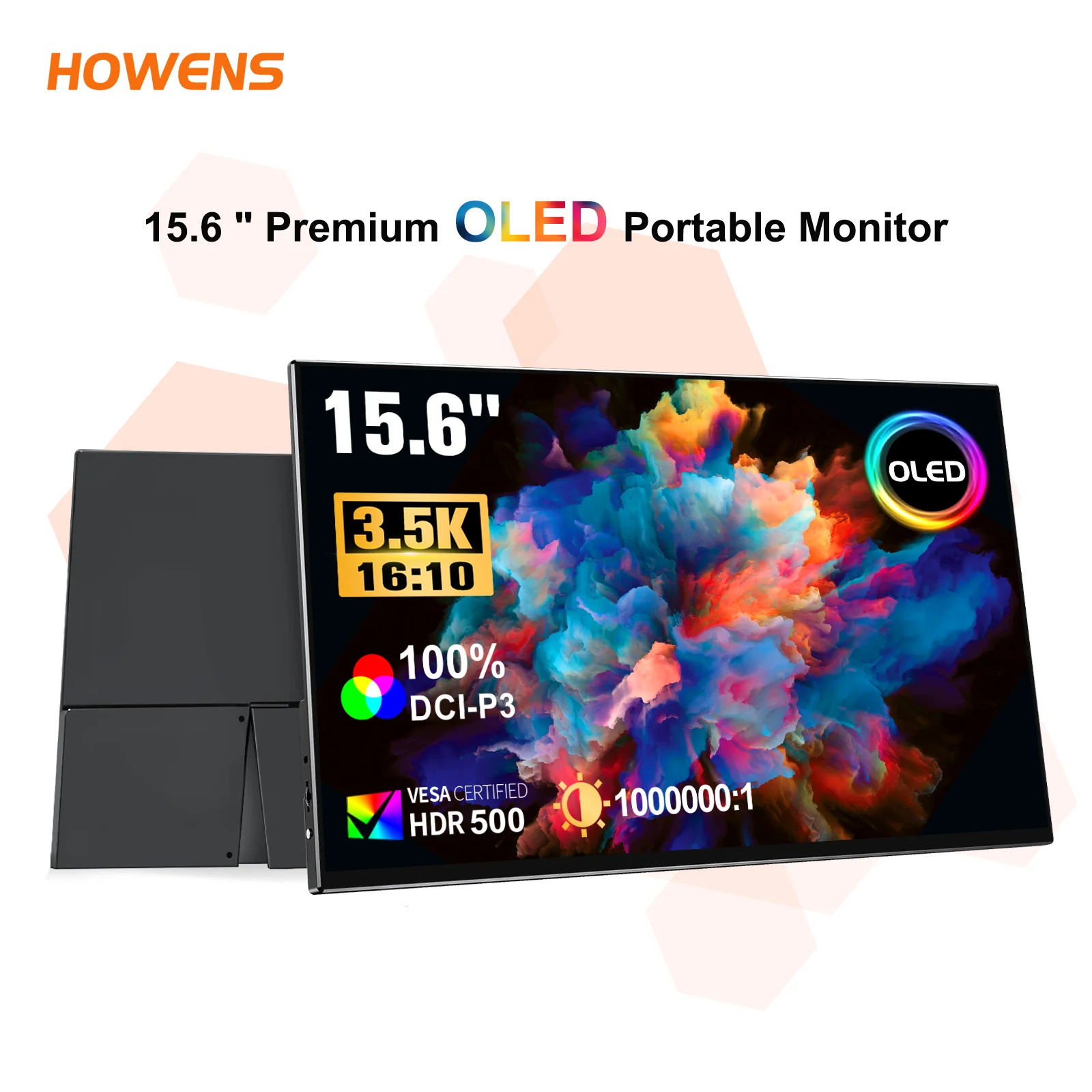 15.6'' Oled Portable Monitor NOTouch Screen with Stand 500nits Office Travel Display Extender for Macbook PS4 XBOX Gaming Laptop