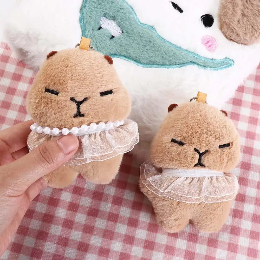 Funny Cartoon Tutu Capybara Keychain Plush Stuffed Toys Plush Doll Keychain Soft Guinea Pig Pendant Kids