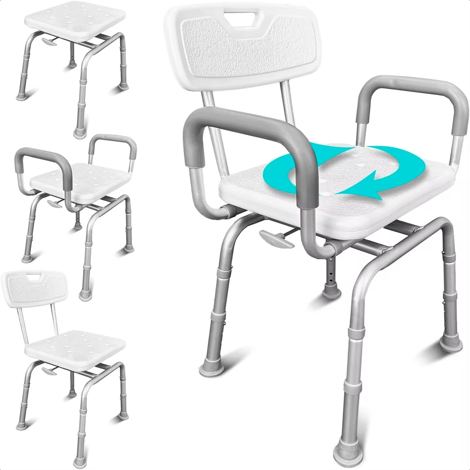 

Vive Swivel Shower Chair Seniors, Elderly, Disabled - Narrow Handicap Bench Inside Shower - with Arms & Back