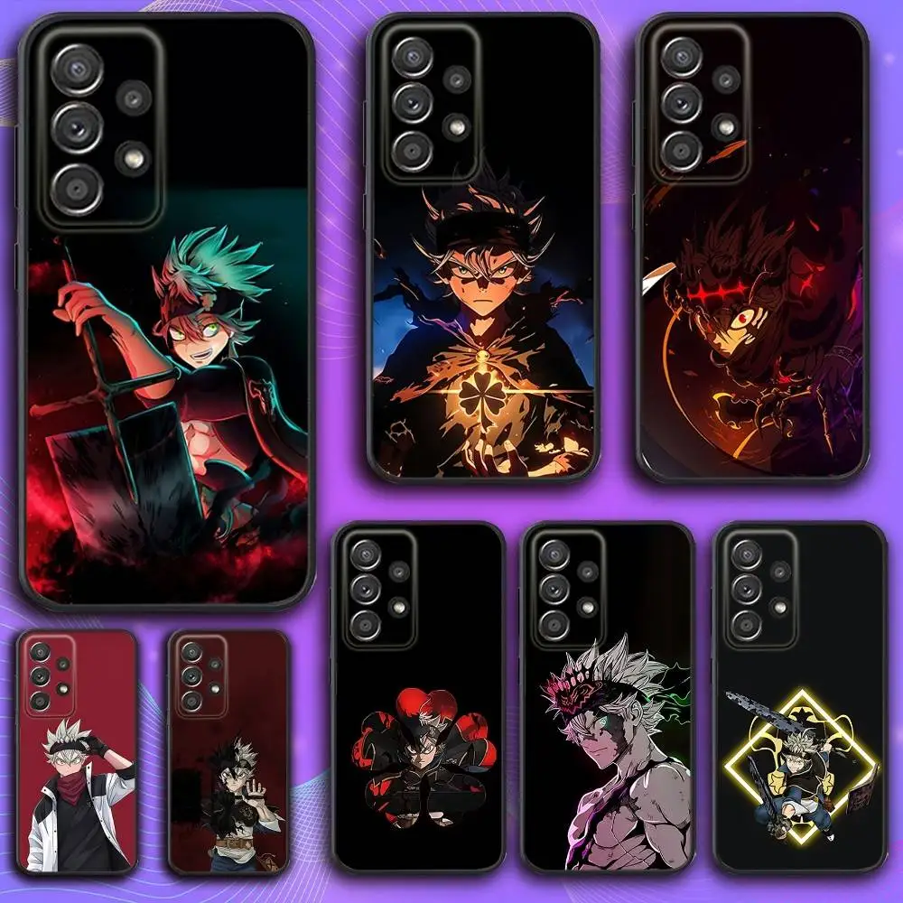 

C-Clover Anime Asta Phone Case For Samsung S 25,24,23,22,30,21,10,9,Ultra,Plus,Lite,FE,4,5 G Soft Black Case