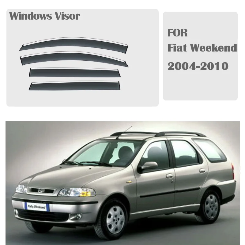 FOR Fiat Weekend 2004-2010 Window Visors Rain Guard Windows Rain Cover Deflector Awning Shield Vent Guard Accessories 2005 2006