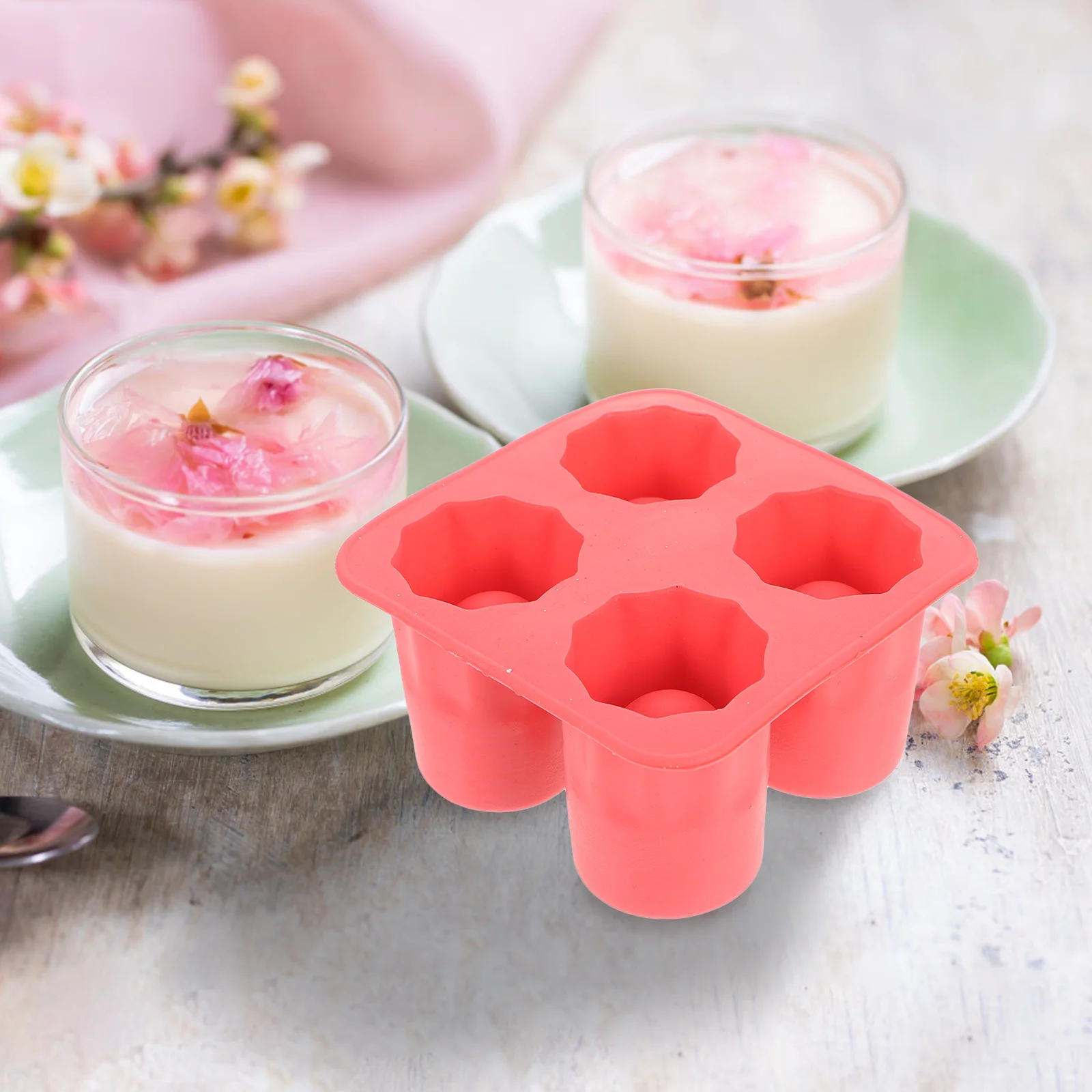 Mini vegetación Artificial de 4 tazas para manualidades, modelo de pino, bandeja de cubitos de hielo de silicona, máquina de moldes