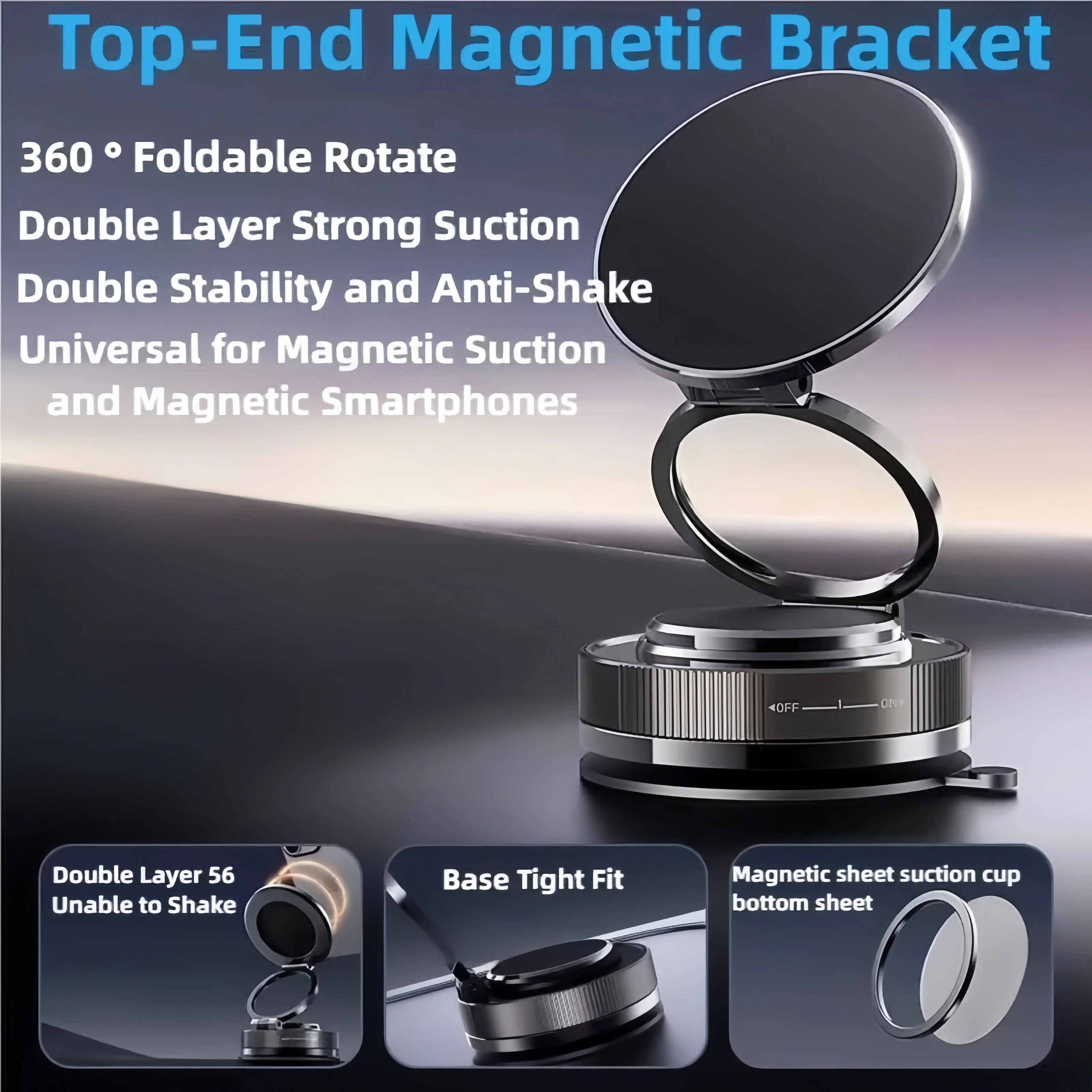 

Приборная панель автомобиля, 360° ° Вращающееся крепление на присоске, совместимое с iPhone MagSafe, прочное вакуумное основание для зеркала в спортзале и домашнего использования.