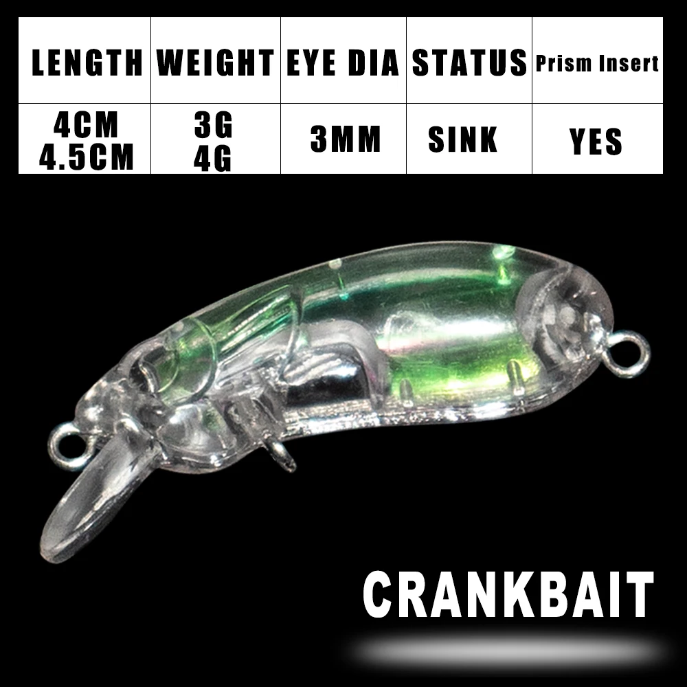 Dr.Holife 20PCS/25PCS Unpainted Crankbait Blank Lure Prism Insert Artificial Lure 4CM/4.5CM  Sink Hard Bait For DIY Fishing Lure