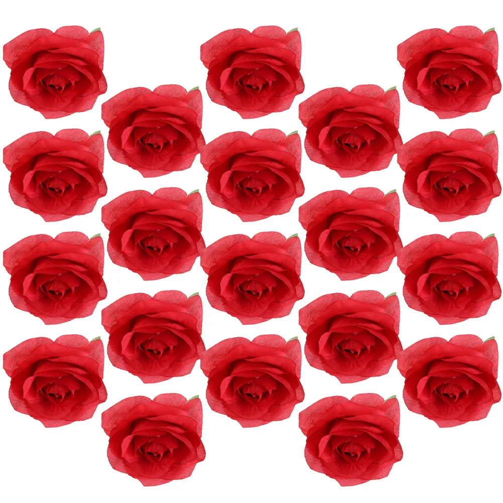 

20Pcs Faux Rose Heads Artificial Flower Heads Realistic Fake Roses Bulk for DIY Craft Wedding Party Decoration Silk Flowers