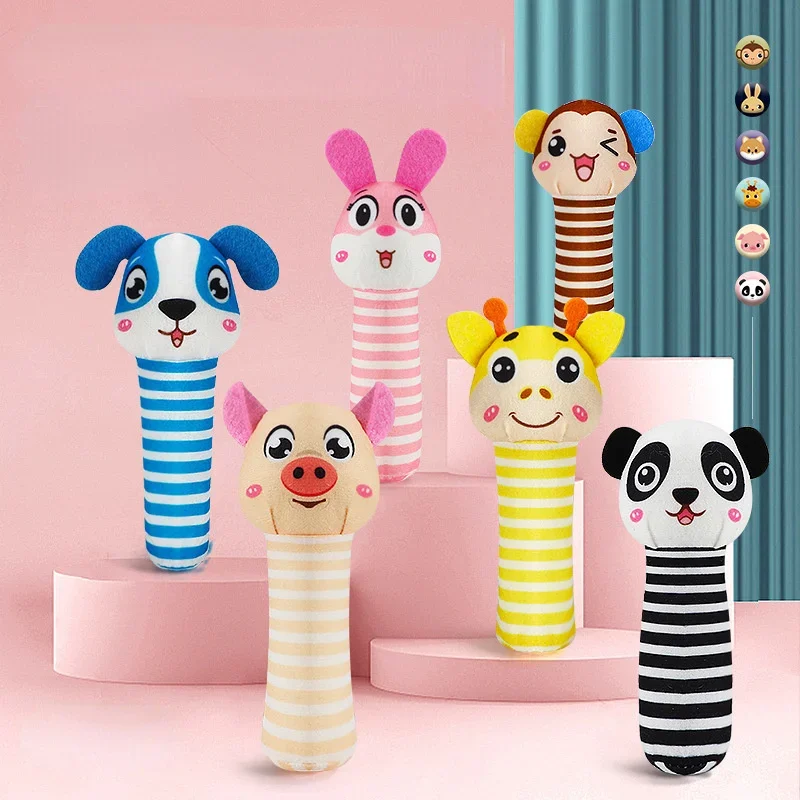 Cute Animal Baby Rattle Newborn Rattle Hand Bell Mobiles Toy Newborn Plush Bebe Toys 0-12 Months Baby Gifts Toddler Toys