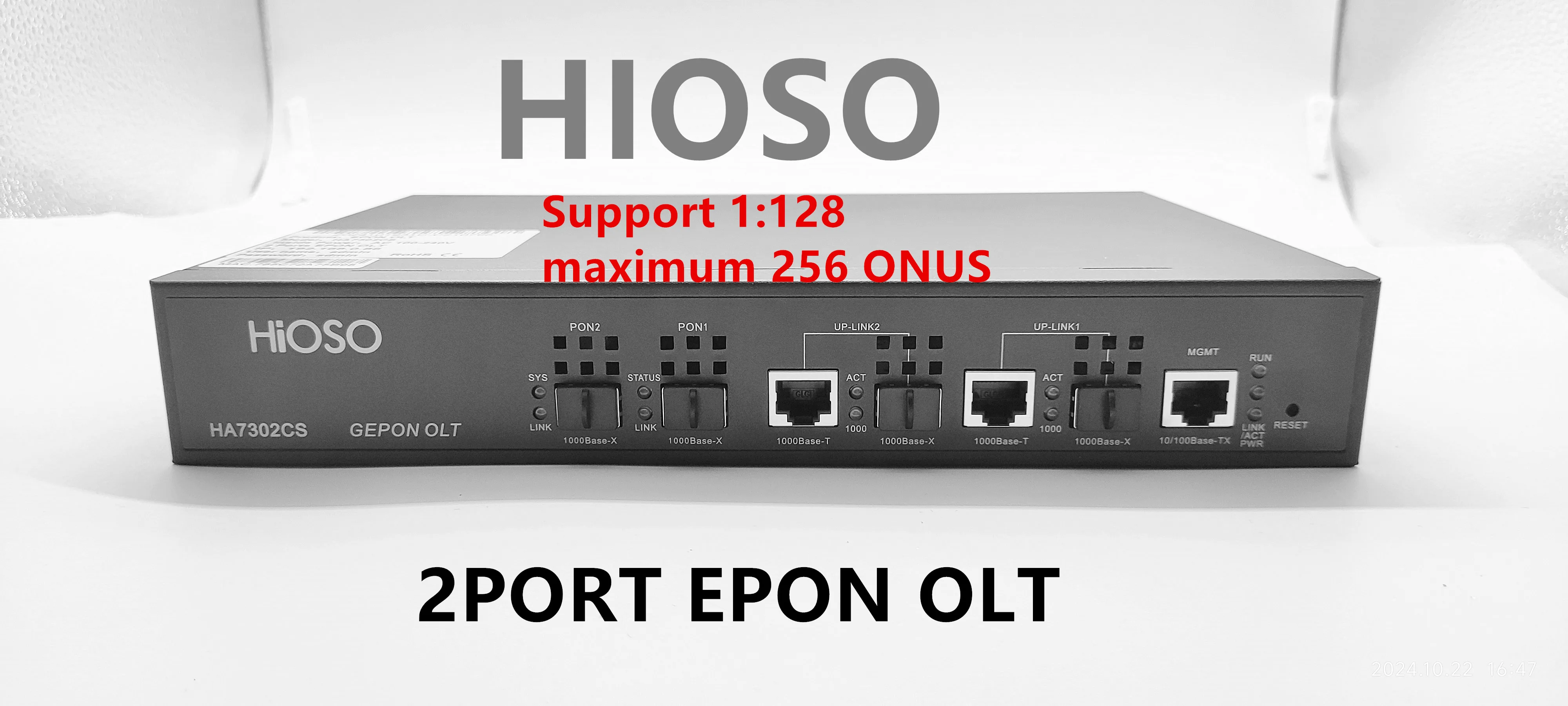 

HIOSO 2PORT EPON OLT 2PON with 9db SFP WEB SNMP CLI Compatible HUAWEI ZTE FIBER HOME EPON XPON ONUs