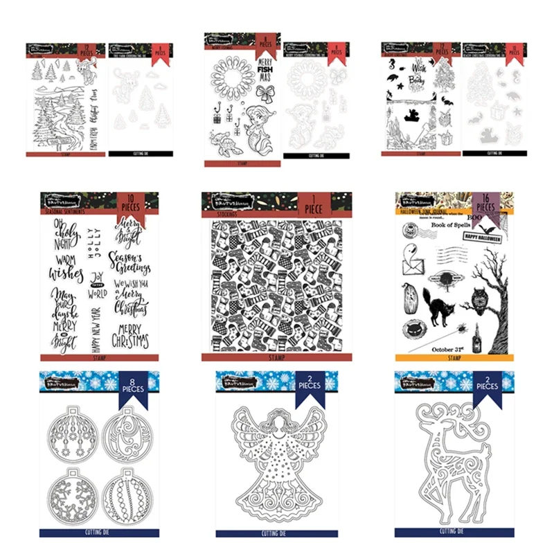 

Christmas Bell Elk Halloween Ghost Words Gift Backgrounds Cutting Dies Clear Stamps Scrapbooking Paper Making Frame Card Craft
