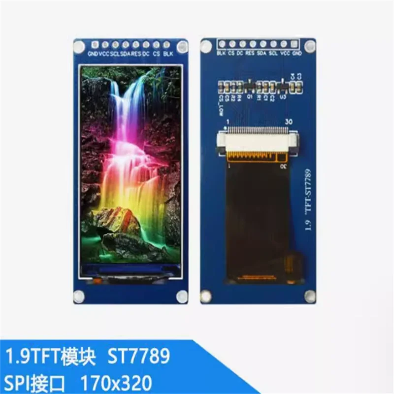 

New 1.9 inch TFT LCD 170*320 screen resolution driver ST7789 interface SPI 1.9 TFT full color LCD module