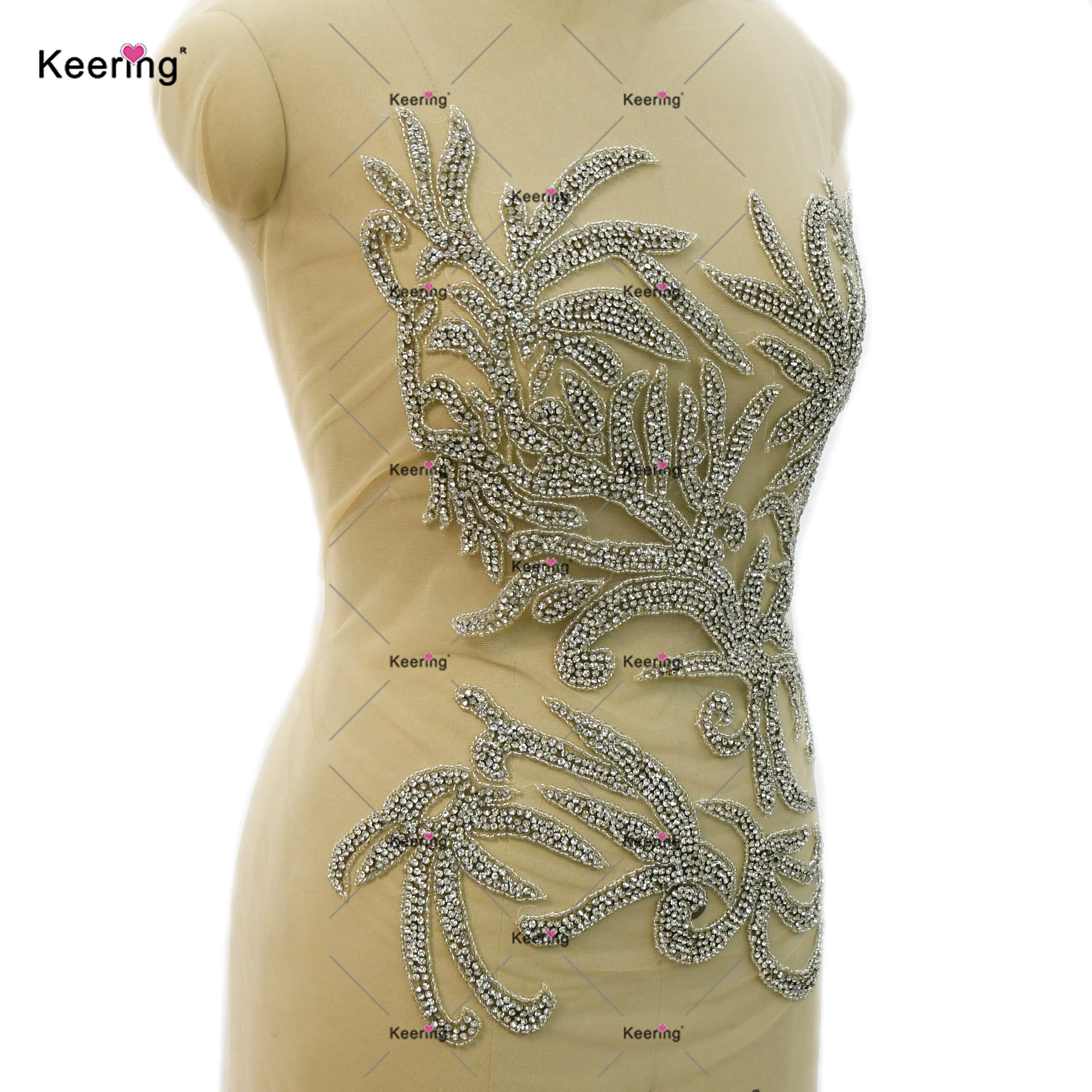 Imagem -02 - Rhinestone Applique para Nupcial Sparkly Design Prata Patch Costura em Strass Wdp485