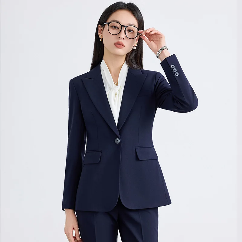 

Navy blue women's suit2025New autumn model long-sleeved formal business fashion suit for job interviews and civil service exams