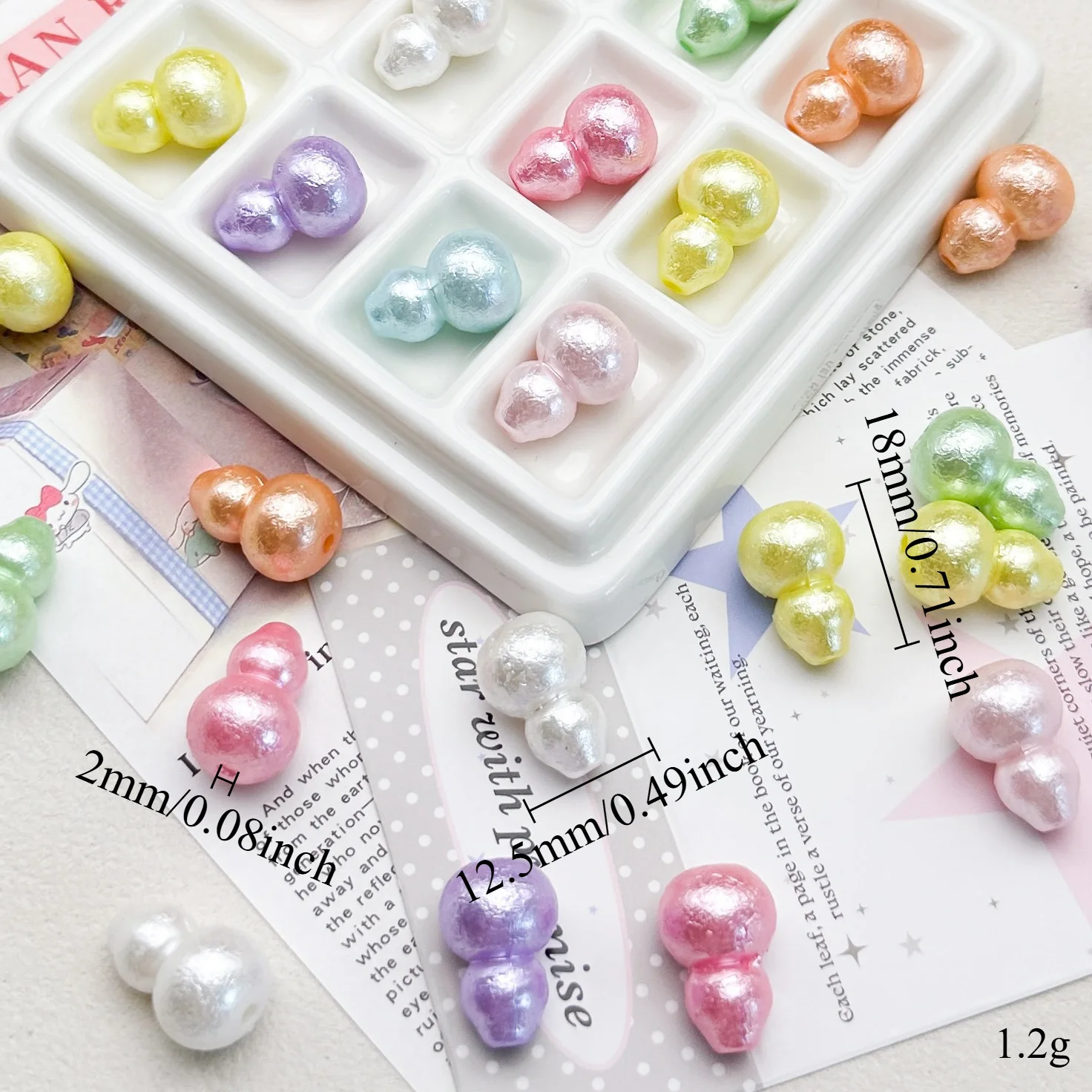 20PCS Acrylic Colorful Pearlescent Wrinkled Gourd Beads For DIY Bracelets Necklaces Jewelry Making Accessories
