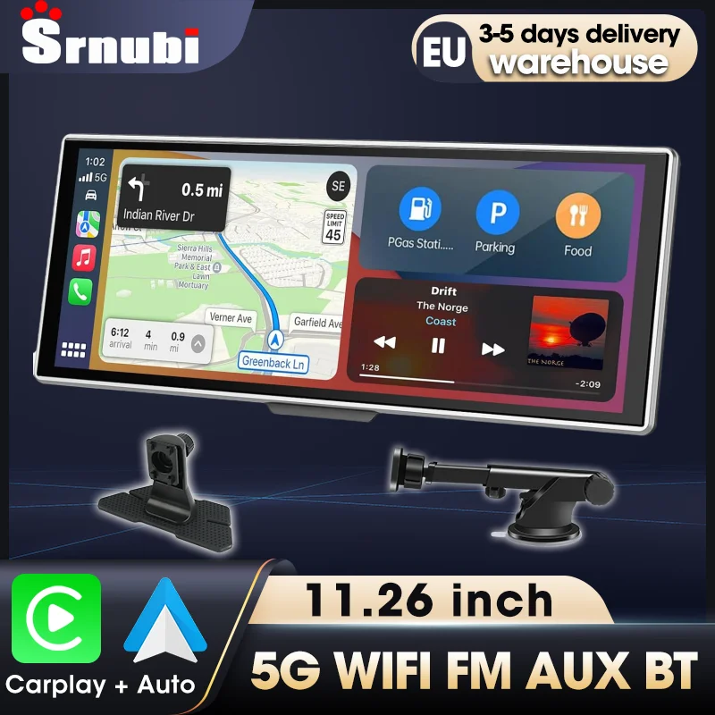 Srnubi 2026 NUOVO Autoradio da 11,26 Pollici con Carplay e Android Auto, Sistema Intelligente per Auto, 5G WIFI, Schermo Touch IPS, FM AUX Type-C