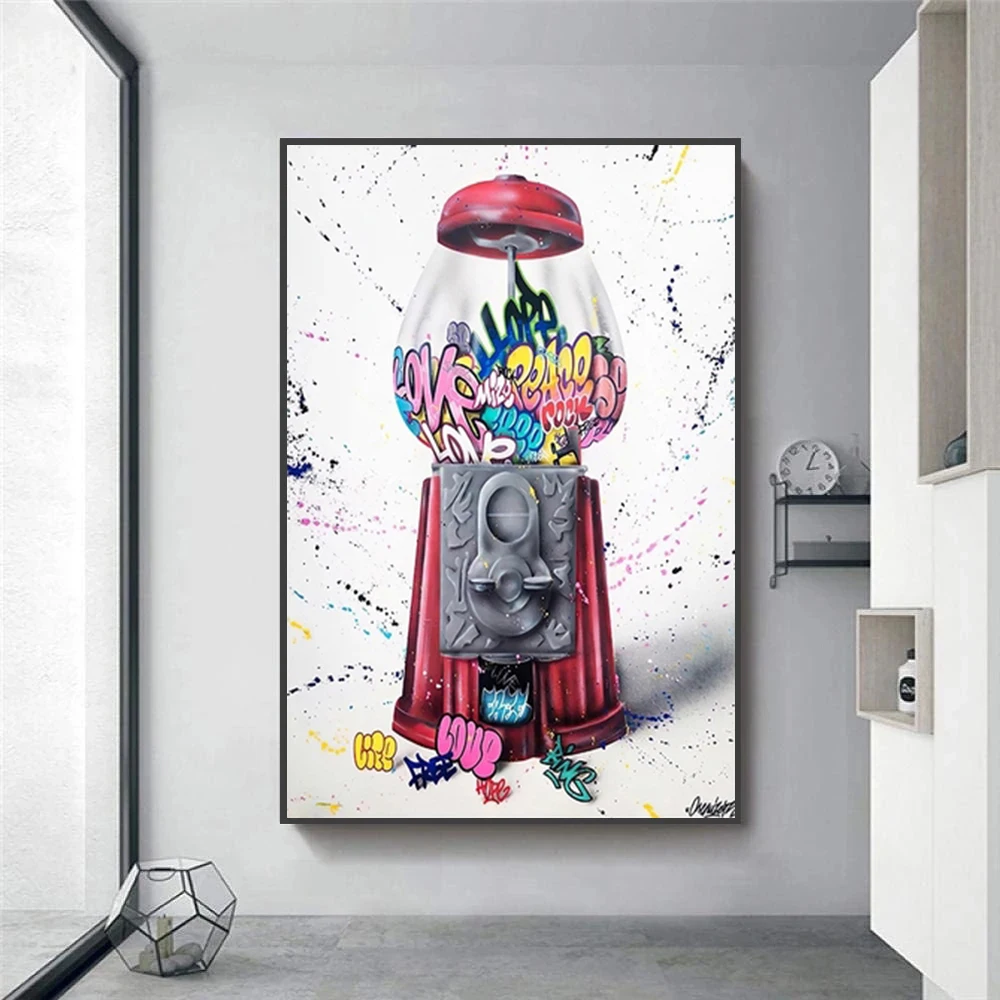 Candy Machine Graffiti Art Posters and Prints Canvas Painting Street Pop Art Wall Pictures for Living Room Home Decoration