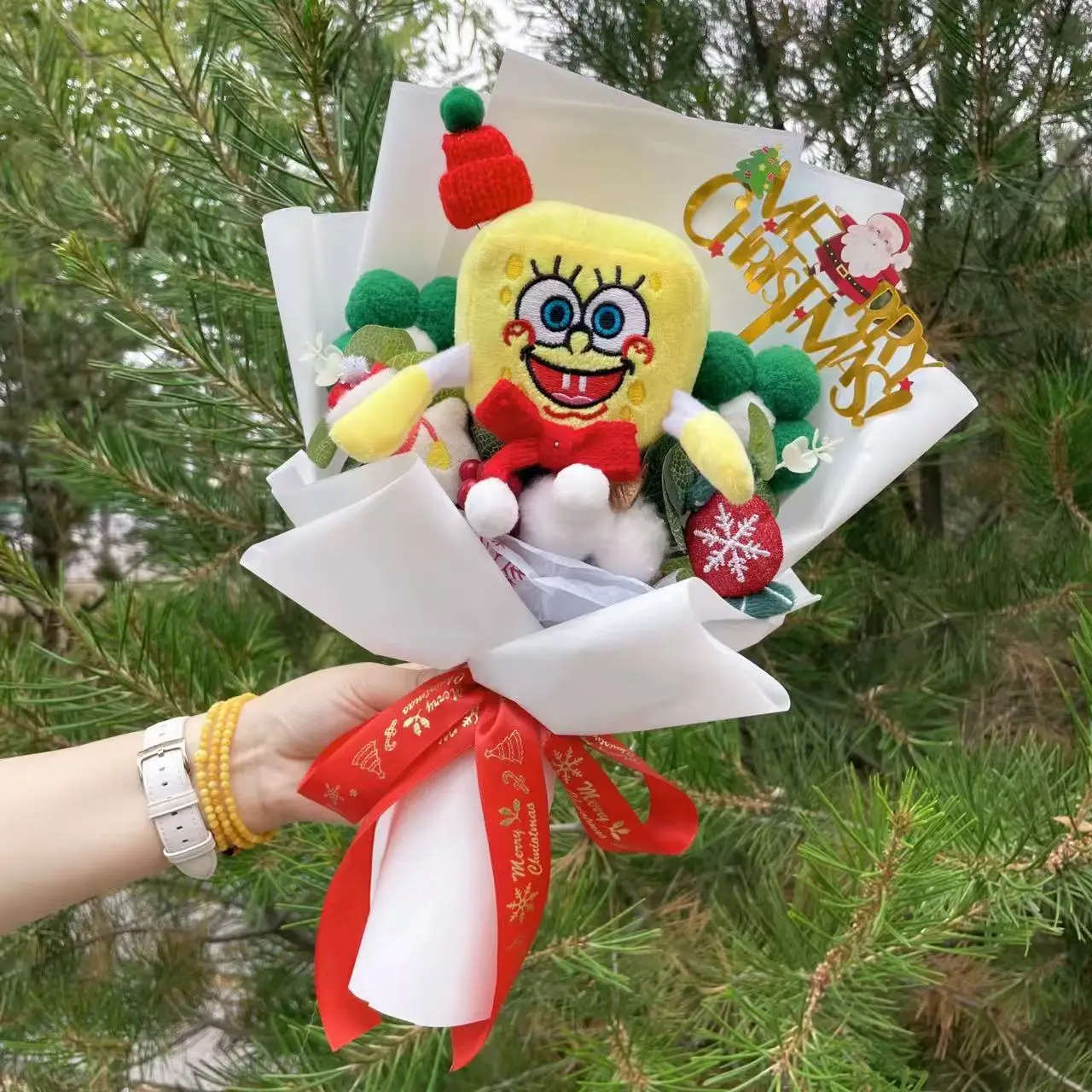 Cartoon My Melody Kuromi Cinnamoroll Kt Cat Stich Plush Doll Toy Flower Bouquet Halloween Christmas Gifts For Kids