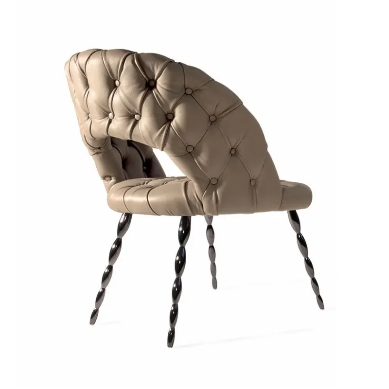 Home Premium Dining Chair Stainless Steel Art Single Chair Villa Mansion Backrest Dressing