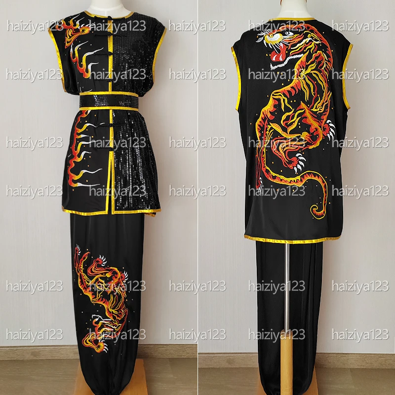 Embroidered tiger Wushu uniform Kungfu clothes Martial arts suit Changquan garment for male female girl boy kids adults unisex