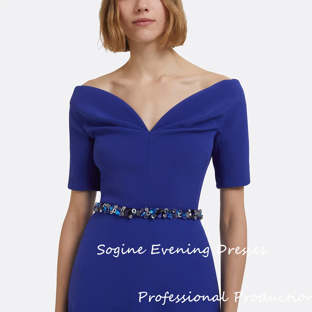 Königsblaue Crêpe-Abschlussballkleider 2025, schulterfrei, nackter Ausschnitt, فسات Nadel Diego Diego Diego Meerjungfrau, lange formelle Cocktailparty-Kleider