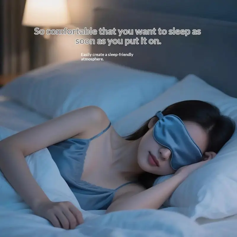 Premium Double Sided Silk Eye Mask Light Blocking Breathable Portable Shade for Travel Sleeping Use