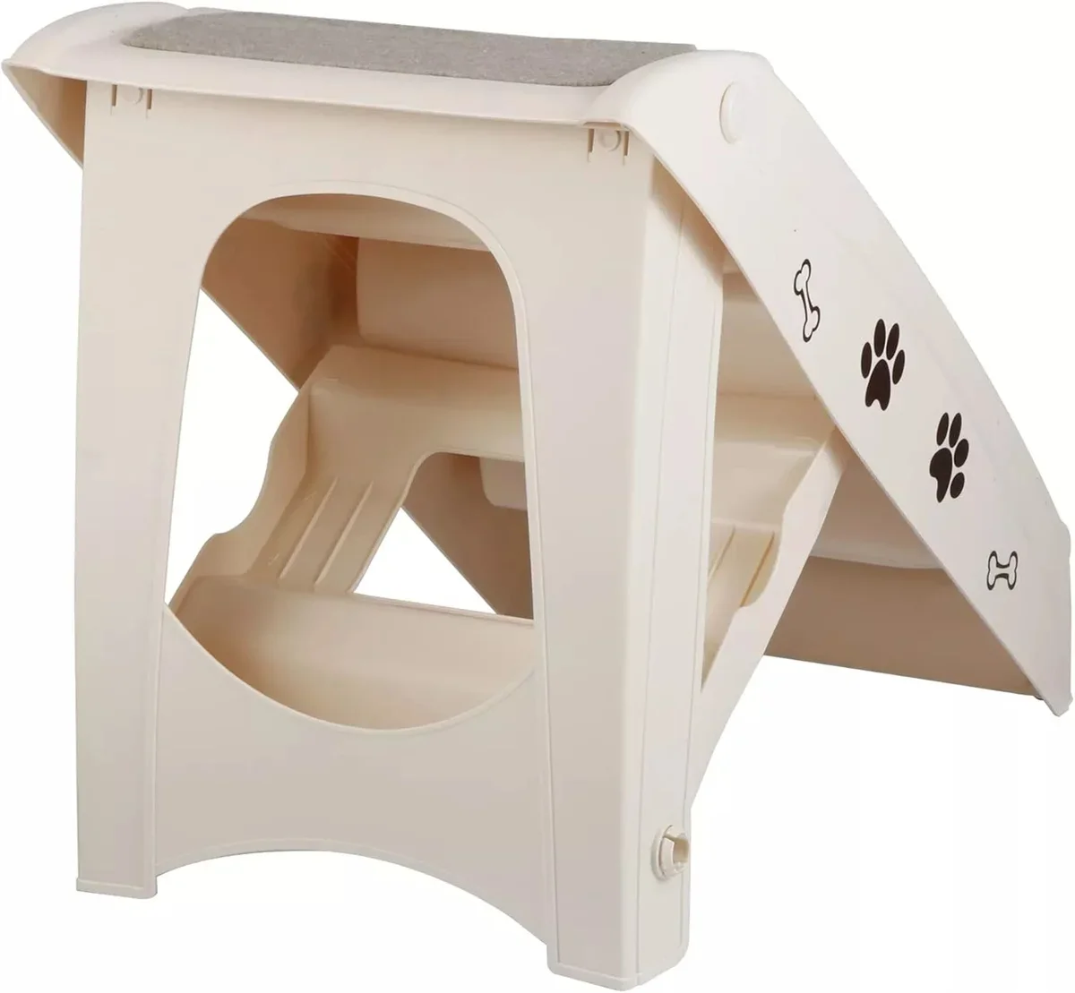 

Foldable Dog Ramp Stairs Steps -Tan Easy Storage with specific instructions and manual explanation suitable for active puppies