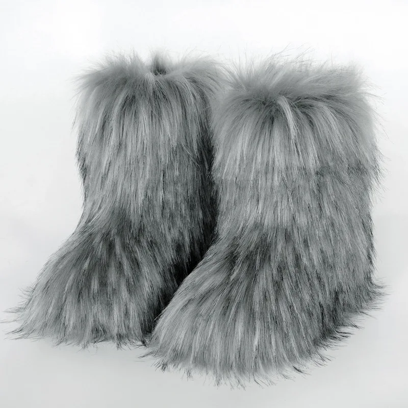 Fluffy Mid-calf Boots Winter Women Fashion Snow Boots Warm Cotton Shoes 2025 New view 2