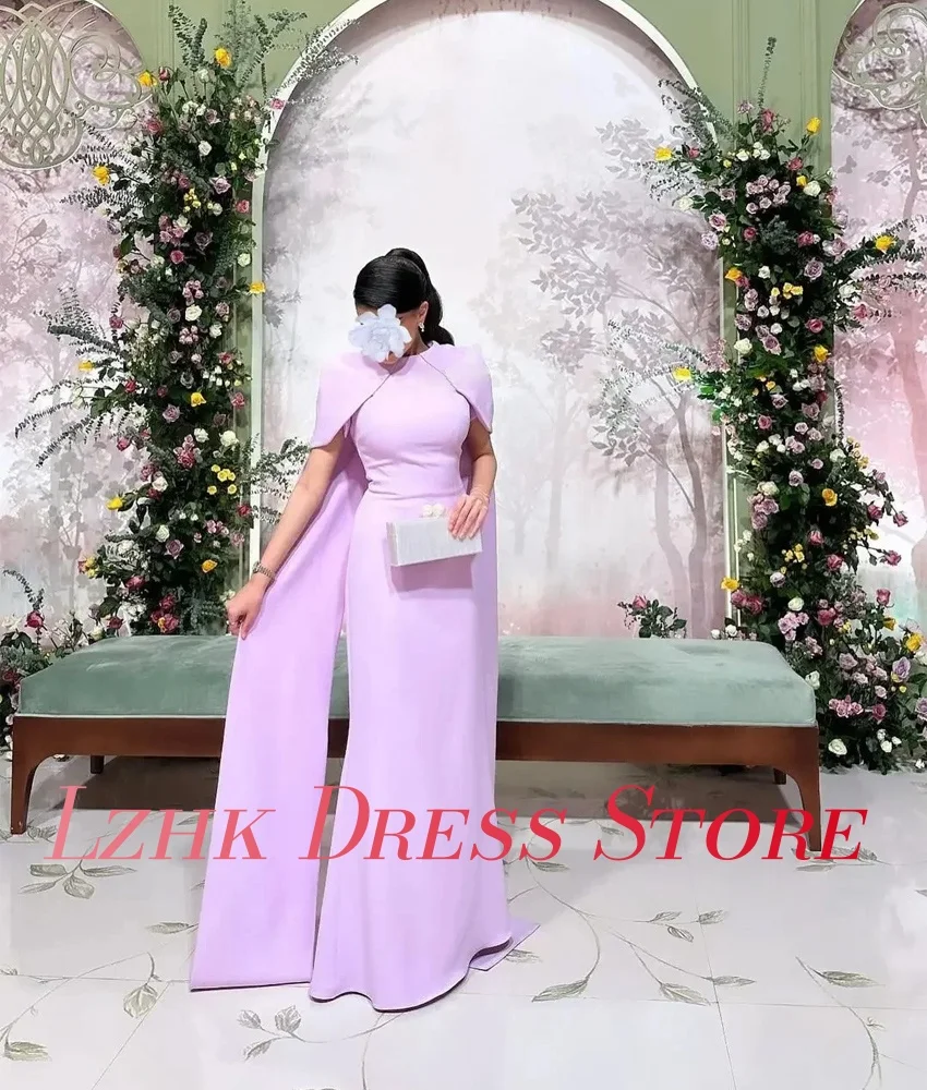 فستان سهرة بحورية البحر من الجيرسيه رشيق مخصص عالي الجودة وأكمام قصيرة ورقبة دائرية بطول الأرض فستان سهرة نسائي