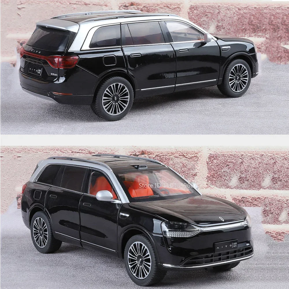 مقياس 1:24 AITO M9 سبيكة دييكاست سيارة لعبة نماذج 4 أبواب مفتوحة ضوء الصوت التراجع محاكاة الأعمال SUV للأطفال هدايا