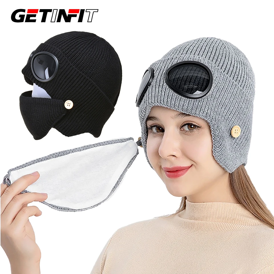 

GETINFIT пуловер, осенне-зимняя шапка для защиты ушей пилота, утепленные теплые шерстяные шапки, маски, вязаные шапки, уличные велосипедные лыжи