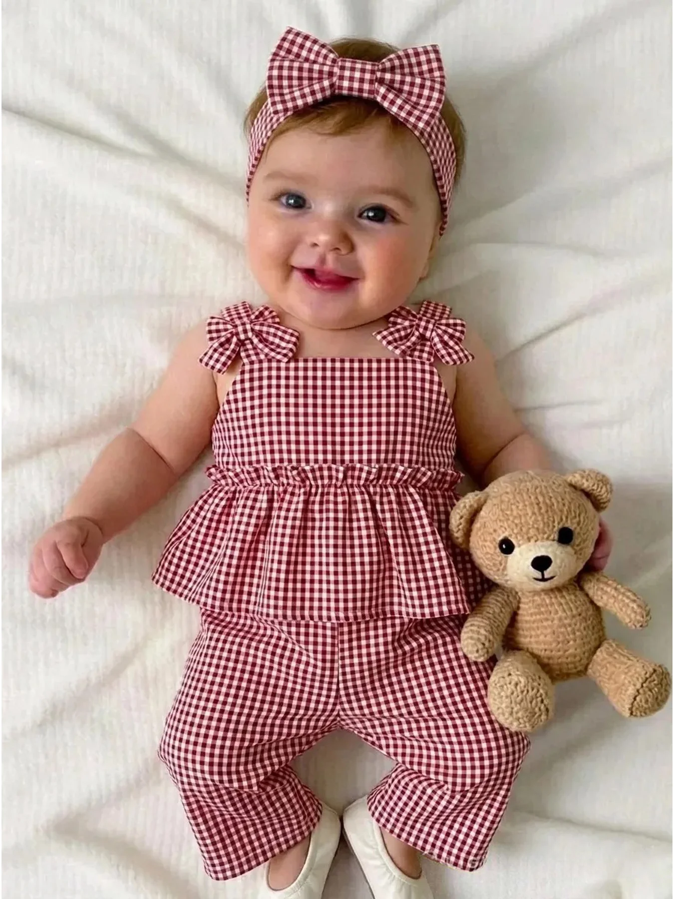 Baby's Children's Clothing Casual Thick Shoulder Strap Bow Stripe Color Block Skirt Top Elastic Waist Striped Pants Set