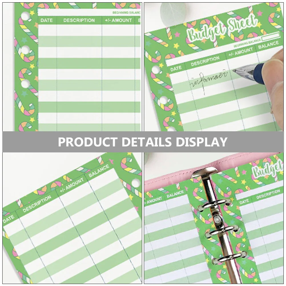 50 قطعة من أوراق الميزانية المحمولة للحلوى، عبوات المجلدات النقدية، متتبع النفقات اليومية، مكتب مخطط الميزانية #1