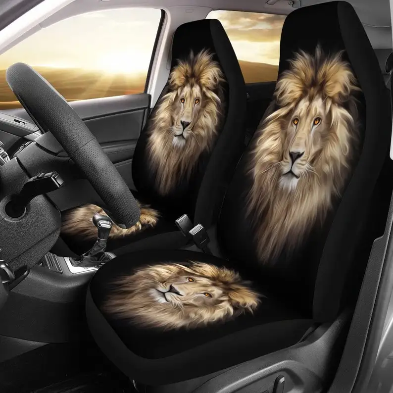 

Beautiful Lion Car Seat Covers, Lion Lover Front Car Cover Gift, Custom Car Seats, Pair Of Covers, Lion Car Seat Print Set