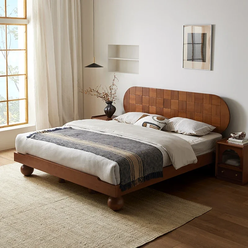

Postmodern Wood Modern Bed Bedroom Headboard Queen Floating Loft Double Beds Twin King Adults Luxury Muebles Hotel Furniture