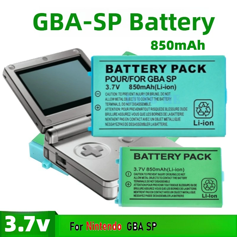 GBASP Battery 3.7V 850mAh Rechargeable Battery for Nintendo GBA SP Console Built-in Replacement Batterie with Screwdriver Tool