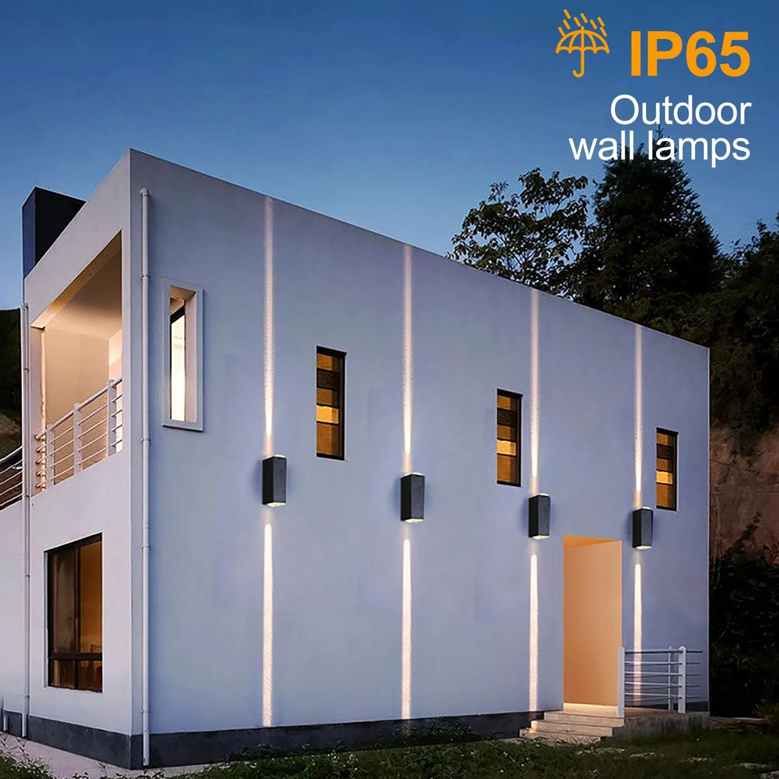 Black Aluminum LED Up Down Wall Light, IP65 Waterproof Outdoor Wall Lamp, Modern Exterior Lighting Fixture for Patio Porch Garde