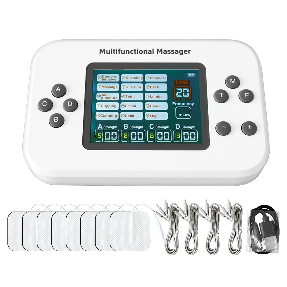 

New Upgrade Physiotherapy Electrode Stimulation Shock 15 Modes 4 Outputs Professional Pulse Massager EMS Tens Electrostimulator