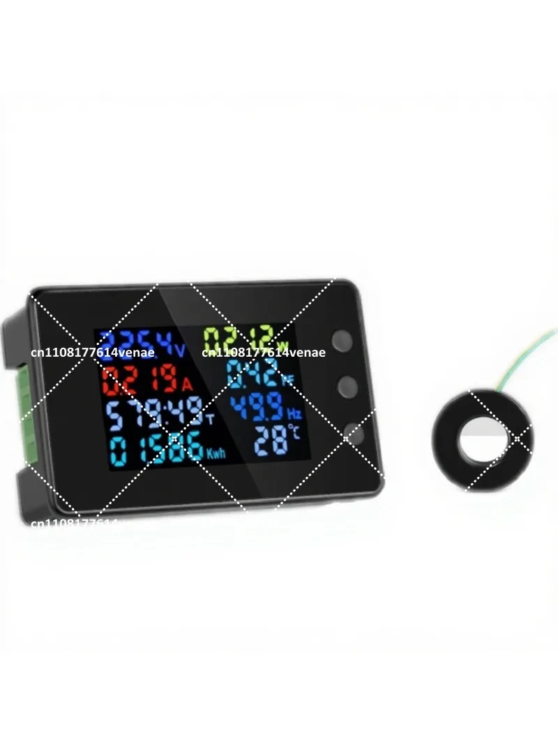 AC 8in1 220V 110V 50V~300V 100A Digital Power Energy Voltmeter Ammeter Voltage Wattmeter Kwh Temperature Meter Time Split CT